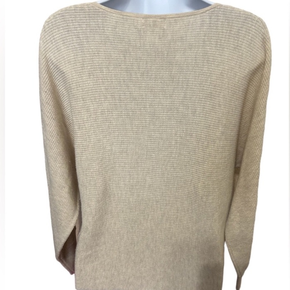 Beige Oatmeal Light Heather V-Neck Sweater Top - Picture 8 of 8
